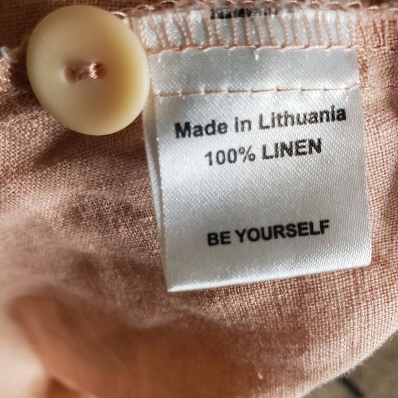 FLAX 100% Linen Sleeveless Collared Dress Medium Peach Pink - Picture 6 of 10